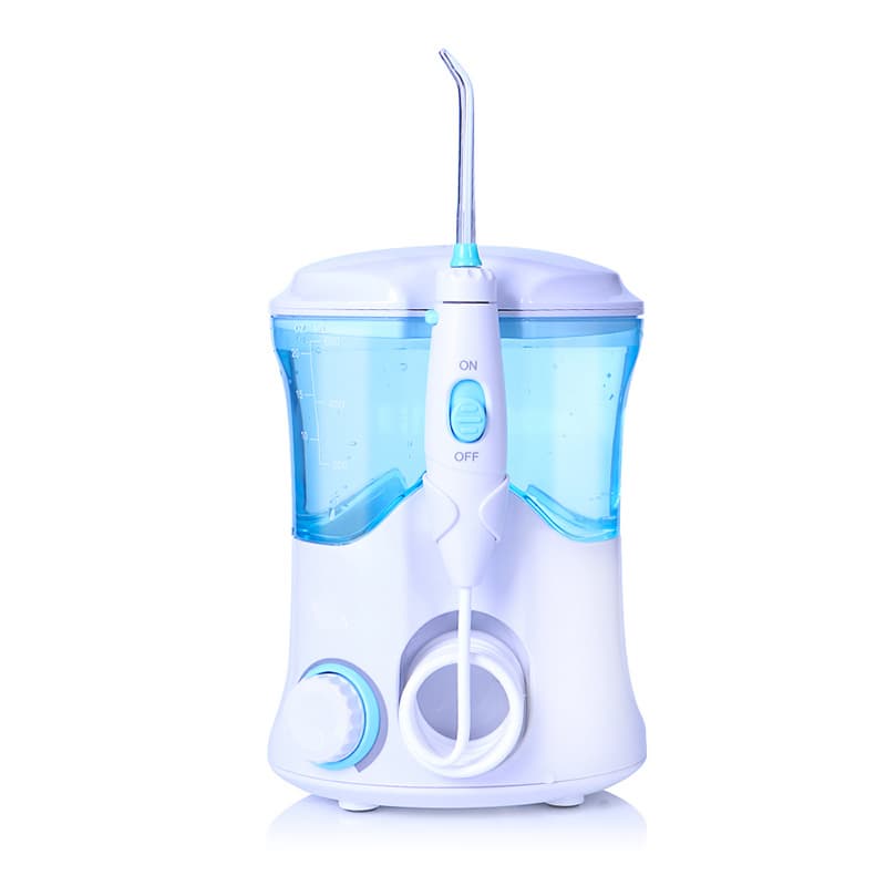 Counter top family dental water jet oral irrigator flosser